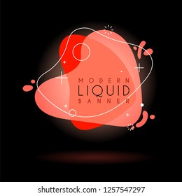Flat geometric shape with outline in memphis design style. Vivid transparent banner in retro poster design style. Vector template for use in web or print design