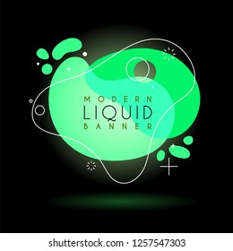 Flat geometric shape with outline in memphis design style. Vivid transparent banner in retro poster design style. Vector template for use in web or print design
