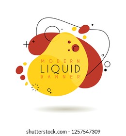 Flat geometric shape with outline in memphis design style. Vivid transparent banner in retro poster design style. Vector template for use in web or print design