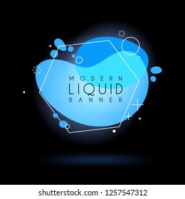 Flat geometric shape with outline in memphis design style. Vivid transparent banner in retro poster design style. Vector template for use in web or print design