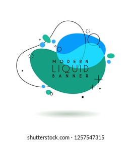 Flat geometric shape with outline in memphis design style. Vivid transparent banner in retro poster design style. Vector template for use in web or print design