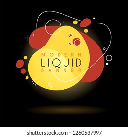 Flat geometric shape with outline in memphis design style. Vivid transparent banner in retro poster design style. Vector template for use in web or print design