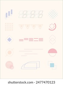 Flat geometric shape vector element bundle