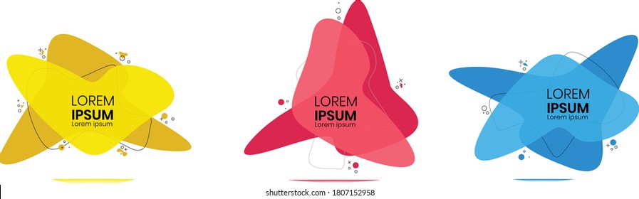 Flat geometric shapes of different colors. Modern abstract vector banner set. Template ready for use in web or print design. Modern vector template.