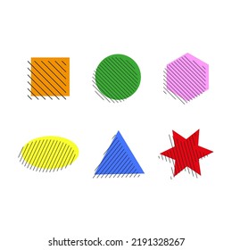 Flat geometric shapes in modern style. Construction line logo. Vector illustration. Stock image.