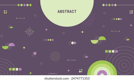 Flat geometric shapes with a seamless pattern. Simple shapes such as diamonds, semi-circles, lines, squares, and others. A modern abstract vector background design.
