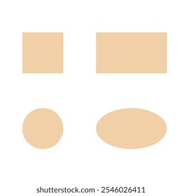 flat geometric shapes square, circle, rectangle, oval on a transparent background, didactic material on geometry