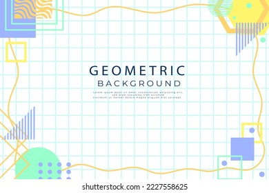 Flat geometric shapes wallpaper, various shapes and line abstract flat geometric background vector 