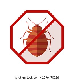 Flat geometric sign with bedbug