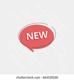 Flat geometric speech balloon new vector banner retro design style trendy vector illustration