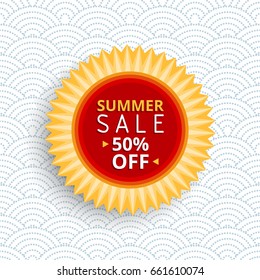 Flat geometric sun banner summer sale vector retro design style trendy vector illustration
