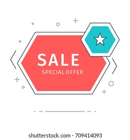 Flat geometric vector banners. Trendy style sale speech bubble design and place for text. Flat geometric vector banners. Trendy style sale speech bubble design and place for text.