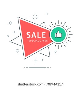Flat geometric vector banners. Trendy style sale speech bubble design and place for text.