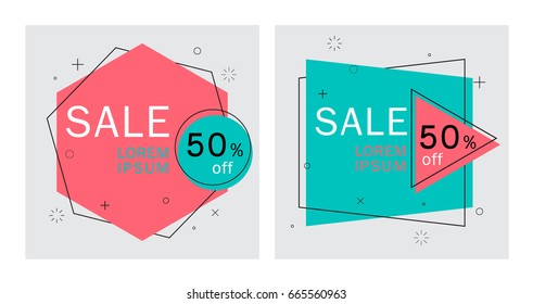 flat geometric vector banners.Trendy abstract background