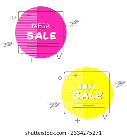 Flat geometric vector bubbles. Mega Sale.Vivid transparent banners