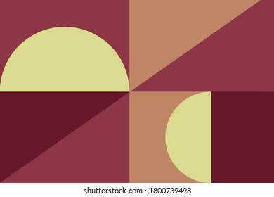 Flat geometry cover vector template background bauhaus design. Simple shapes with brown, yellow colors