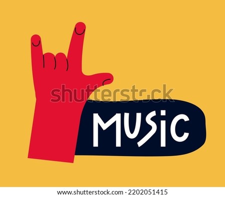 Flat gesture Horns , that rocks. Music sticker doodle or sketch. punk and music genre
