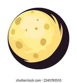flat gibbous moon design over white