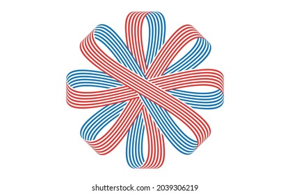 Flat gift bow ribbon isolated on white background vector illustration. Vector illustration