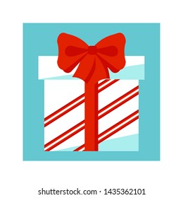 Flat gift box icon. Christmas and winter theme. Vector illustration