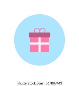 Flat Gift Box Present icon design. Vector illustration for website and promotion banners. Eps10