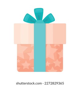 Flat gift box with ribbon design for birthday or other holidays vector illustration