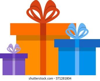 Flat gift boxes with bows. EPS 10