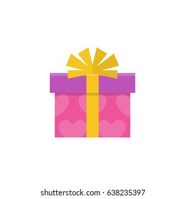 Flat Gift Element. Vector Illustration Of Flat Present Isolated On Clean Background. Can Be Used As Gift, Present And Ribbon Symbols.