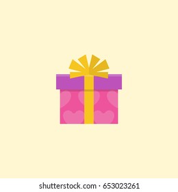 Flat Gift Element. Vector Illustration Of Flat Present Isolated On Clean Background. Can Be Used As Gift, Present And Ribbon Symbols.