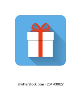 Flat gift icon. Vector illustration