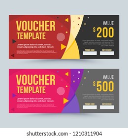 Flat gift voucher template design. Flat design vector illustration.
