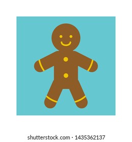Flat gingerbread icon. Christmas and winter theme. Vector illustration.