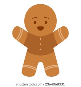 Flat Gingerbread Man Character. Christmas Event. Vector Illustration