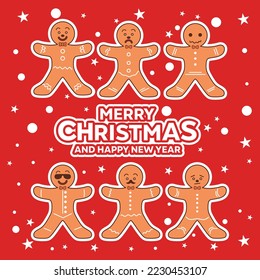 Flat gingerbread man cookie collection, perfect for office, banner, company, landing page, background, social media, wallpaper and more