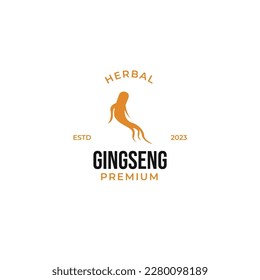 Herbario del logo de ginseng plano para medicina vector planta natural idea de diseño