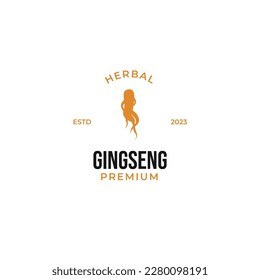 Herbario del logo de ginseng plano para medicina vector planta natural idea de diseño