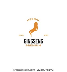 Herbario del logo de ginseng plano para medicina vector planta natural idea de diseño