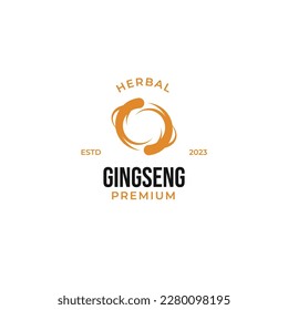 Herbario del logo de ginseng plano para medicina vector planta natural idea de diseño