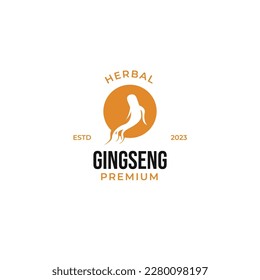 Herbario del logo de ginseng plano para medicina vector planta natural idea de diseño