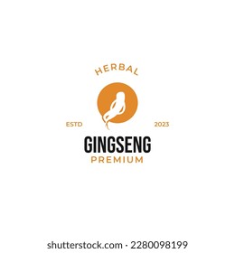 Herbario del logo de ginseng plano para medicina vector planta natural idea de diseño