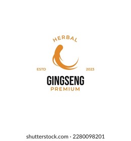 Herbario del logo de ginseng plano para medicina vector planta natural idea de diseño