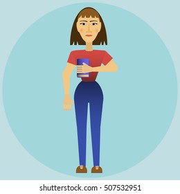 Flat girl with book