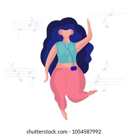 Flat girl listening to music.