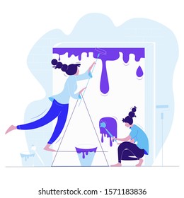 Flat girls draw a big book