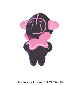 flat glad pink robot over white