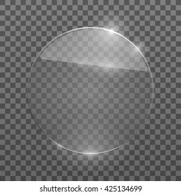 Flat Glass Circle. Glass Plate. Isolated On Transparent Background. Vector Illustration, Eps10.