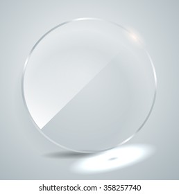 Flat Glass Circle. Glass Plate. Vector Illustration. Transparency. Eps10. Lens. Lens Flares. 