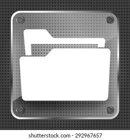flat glass folder icon on a metallic background