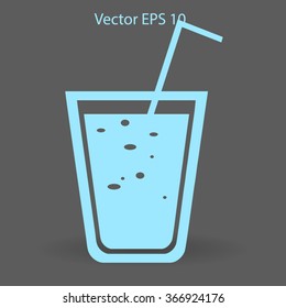 Flat a glass of juice icon.