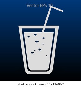 Flat a glass of juice icon.